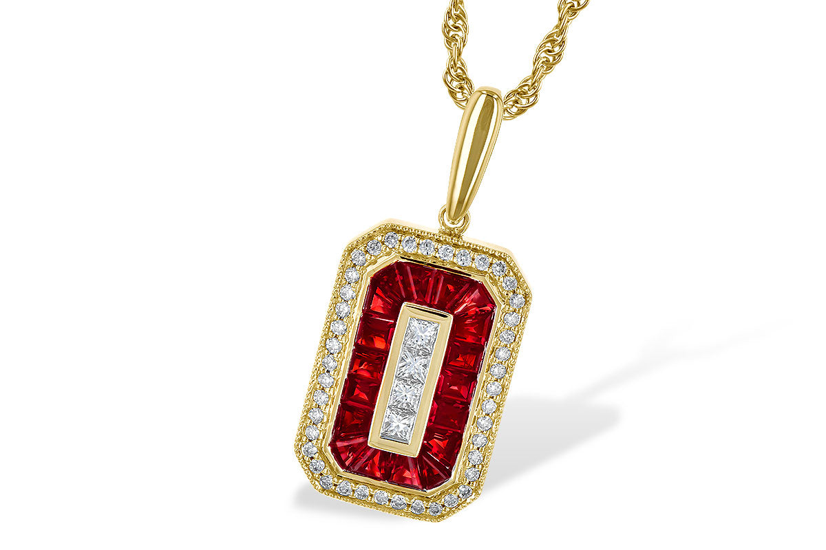 Allison Kaufman Ruby & Diamond Necklace in 14K Yellow Gold, 1.42 ctw