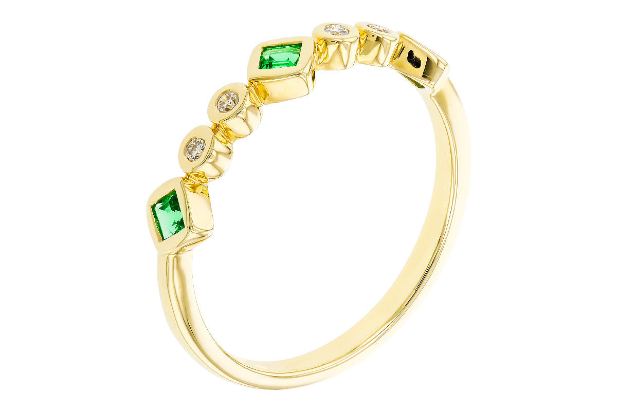 Allison Kaufman Emerald & Diamond Wedding Band in 14K Yellow Gold, 0.19 ctw (W2654), alternate view