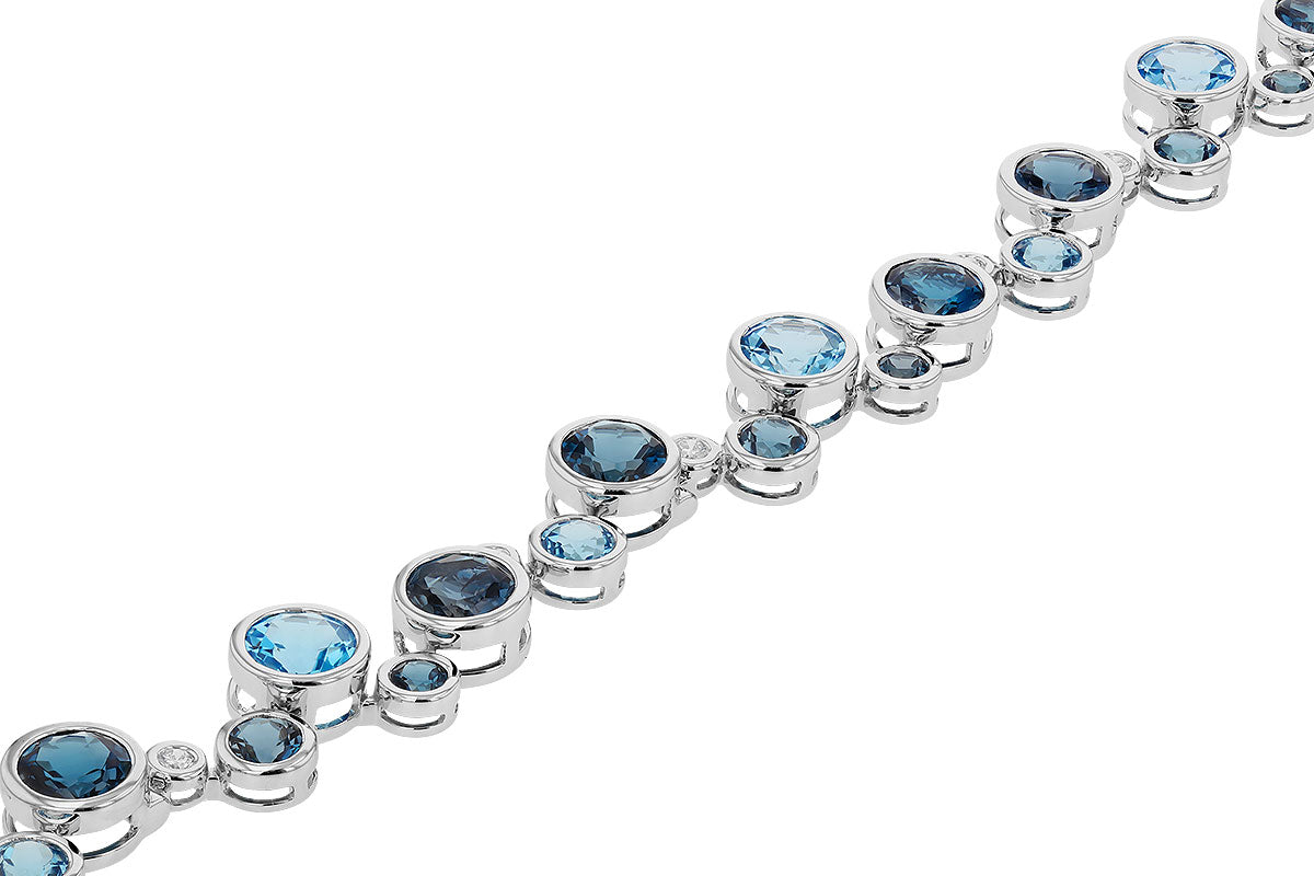 Allison Kaufman Blue Topaz & Diamond Bracelet in 14K White Gold, 15.95 ctw, alternate view