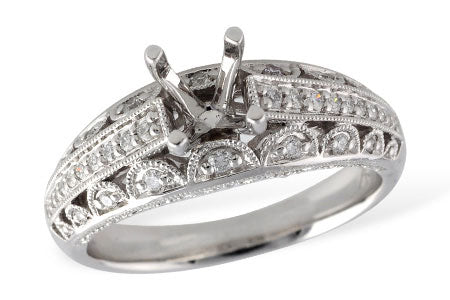 Allison Kaufman Diamond Engagement Ring Semi-Mount in 14K White Gold, 0.19 ctw (L7508)