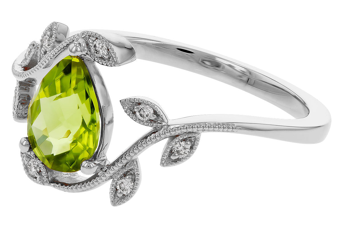 Allison Kaufman Peridot & Diamond Ring in 14K White Gold, 1.22 ctw, alternate view