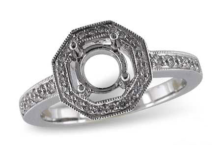Allison Kaufman Diamond Engagement Ring Semi-Mount in 14K White Gold, 0.27 ctw (L7316)