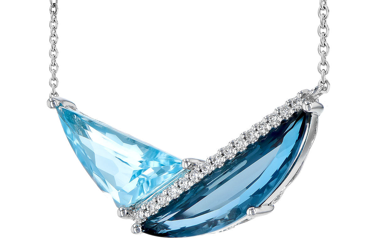 Allison Kaufman Blue Topaz & Diamond Necklace in 14K White Gold, 4.75 ctw, alternate view