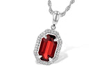 Allison Kaufman Garnet & Diamond Necklace in 14K White Gold, 1.75 ctw