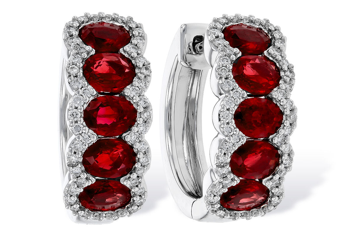 Allison Kaufman Ruby & Diamond Earrings in 14K White Gold, 2.45 ctw