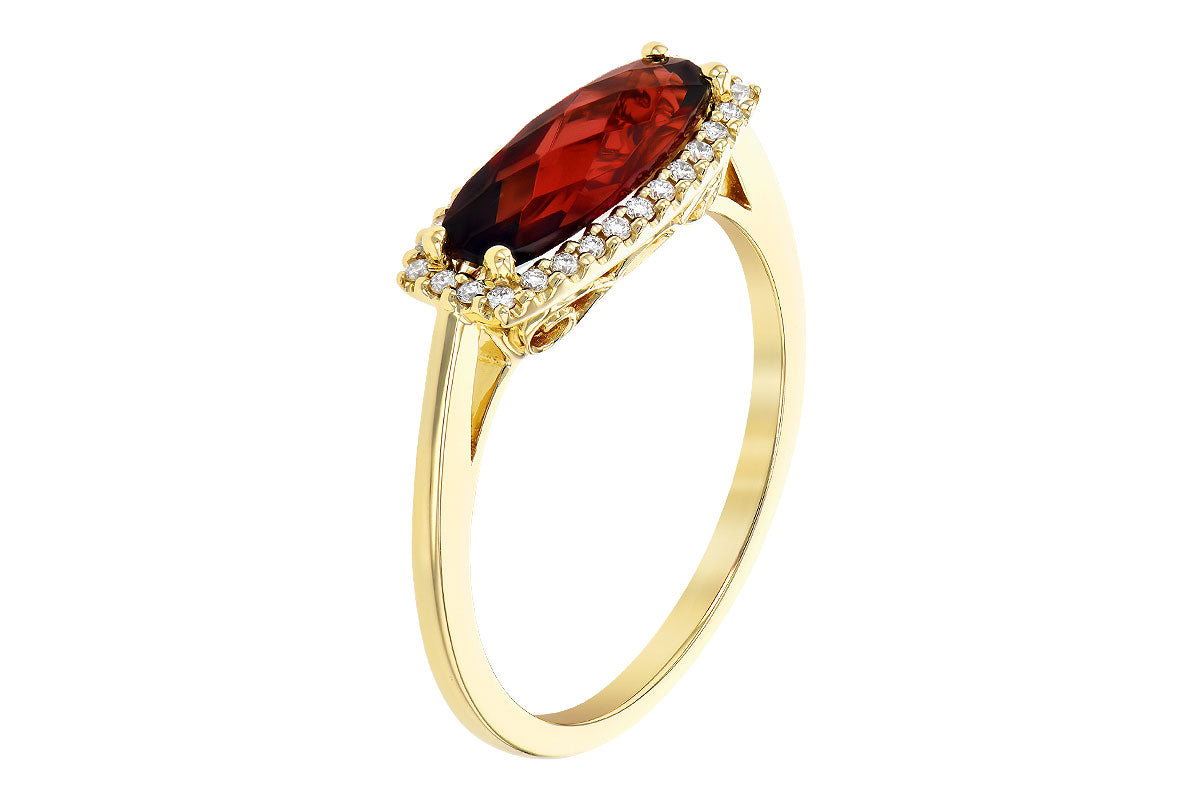 Allison Kaufman Garnet & Diamond Ring in 14K Yellow Gold, 1.71 ctw, alternate view