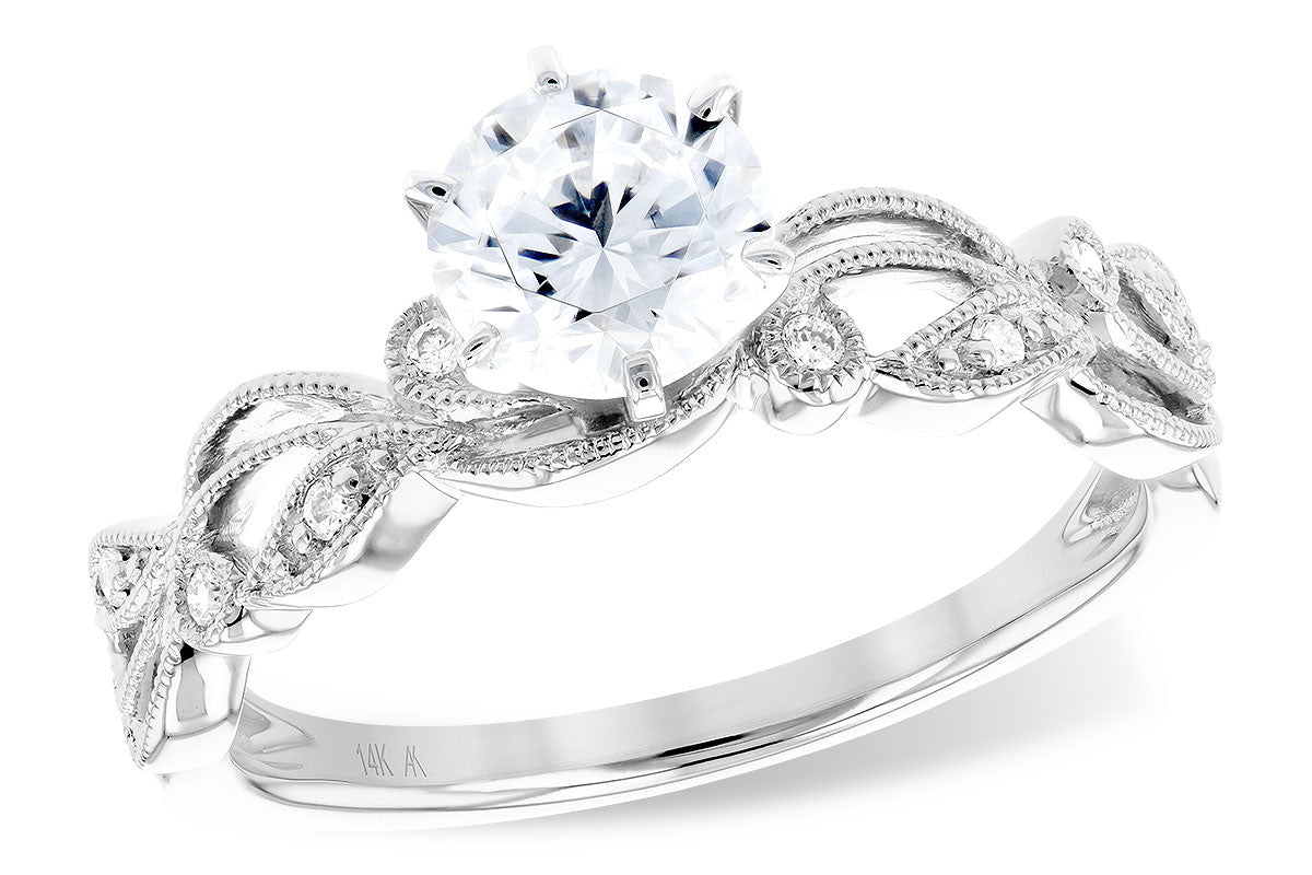 Allison Kaufman Diamond Engagement Ring Semi-Mount in 14K White Gold, 0.06 ctw (L7752)