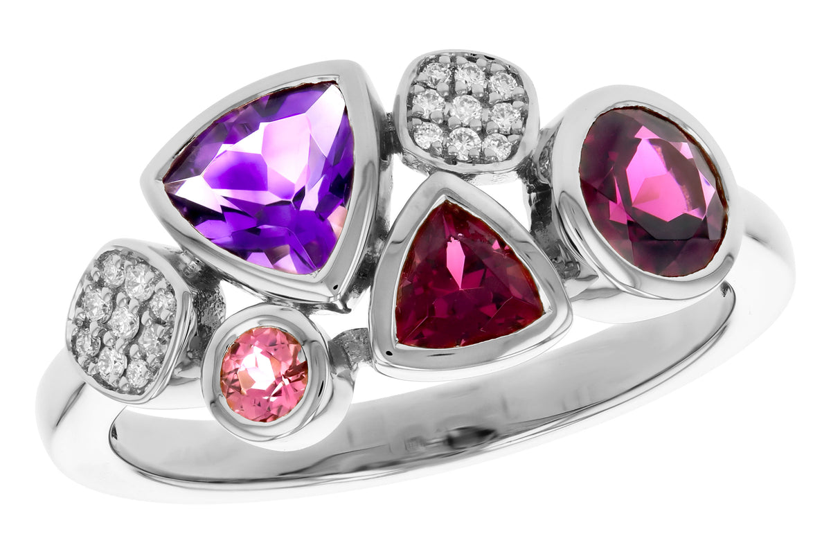 Allison Kaufman Multi-Gemstone & Diamond Ring in 14K White Gold, 1.40 ctw
