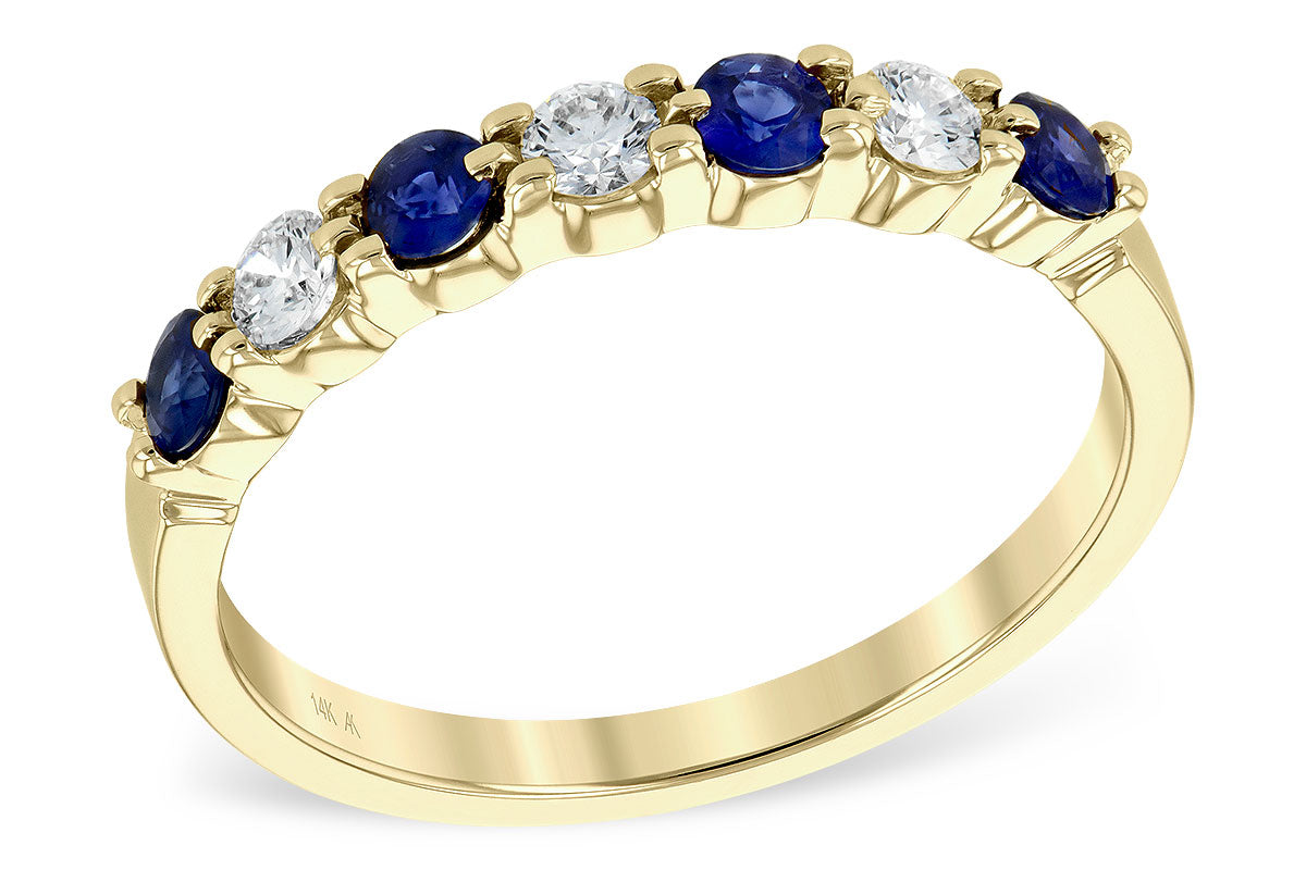 Allison Kaufman Sapphire & Diamond Wedding Band in 14K Yellow Gold, 0.55 ctw