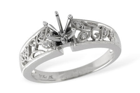 Allison Kaufman Diamond Engagement Ring Semi-Mount in 14K White Gold, 0.04 ctw (L7177)