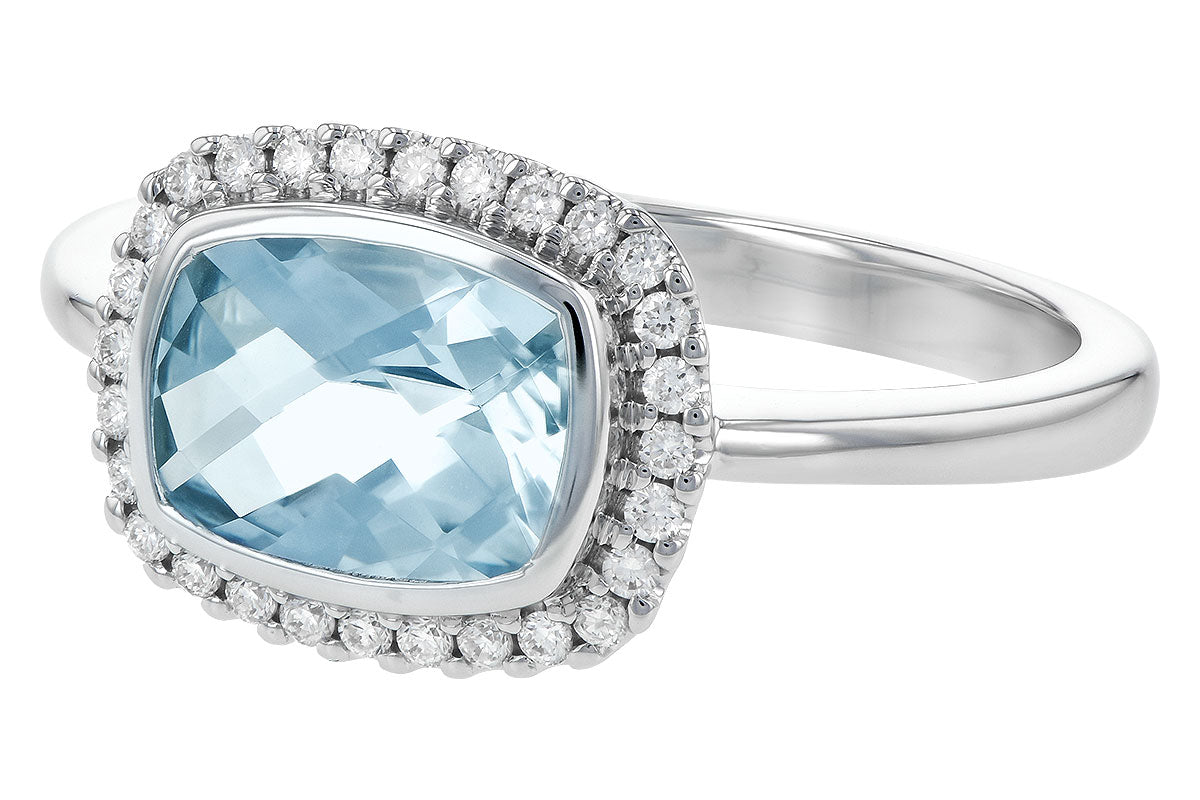 Allison Kaufman Aquamarine & Diamond Ring in 14K White Gold, 1.10 ctw, alternate view