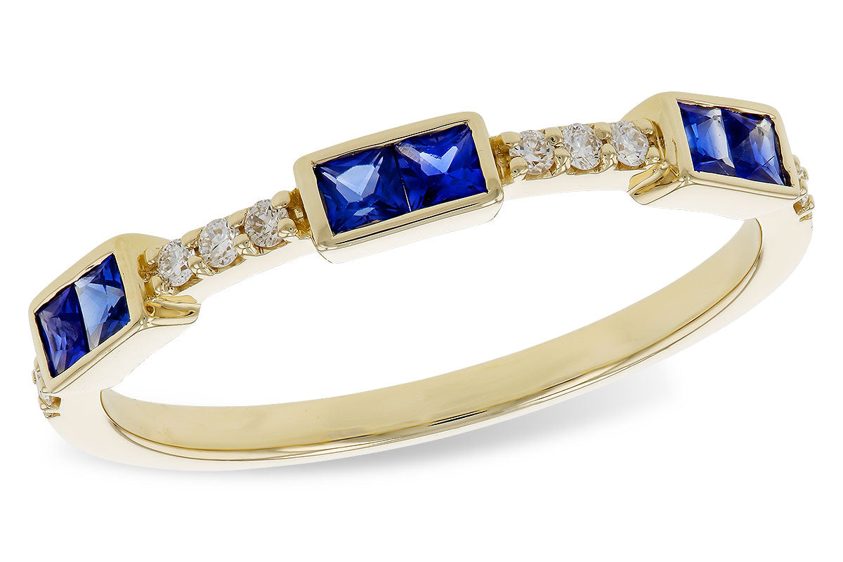Allison Kaufman Sapphire & Diamond Wedding Band in 14K Yellow Gold, 0.43 ctw (W2651)