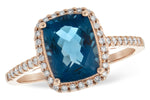 Allison Kaufman London Blue Topaz & Diamond Ring in 14K Rose Gold, 2.62 ctw