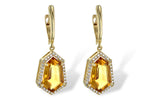 Allison Kaufman Citrine & Diamond Earrings in 14K Yellow Gold, 4.05 ctw