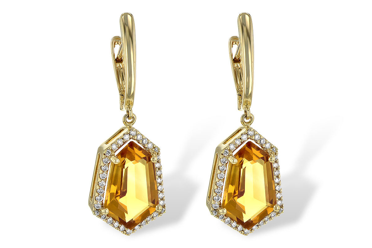 Allison Kaufman Citrine & Diamond Earrings in 14K Yellow Gold, 4.05 ctw