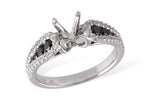 Allison Kaufman Black Diamond Engagement Ring Semi-Mount in 14K White Gold, 0.60 ctw