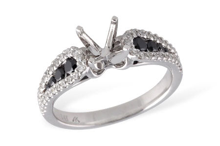Allison Kaufman Black Diamond Engagement Ring Semi-Mount in 14K White Gold, 0.60 ctw