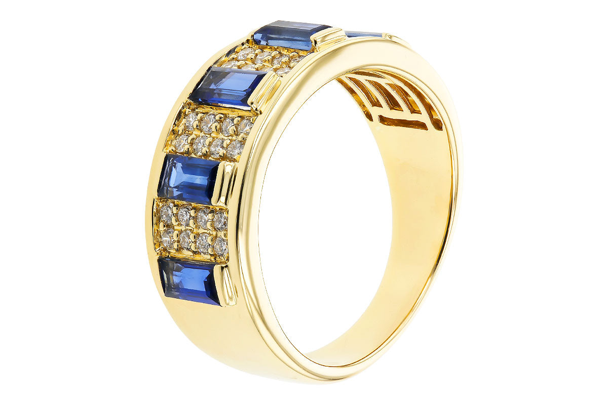 Allison Kaufman Sapphire & Diamond Wedding Band in 14K Yellow Gold, 1.72 ctw, alternate view