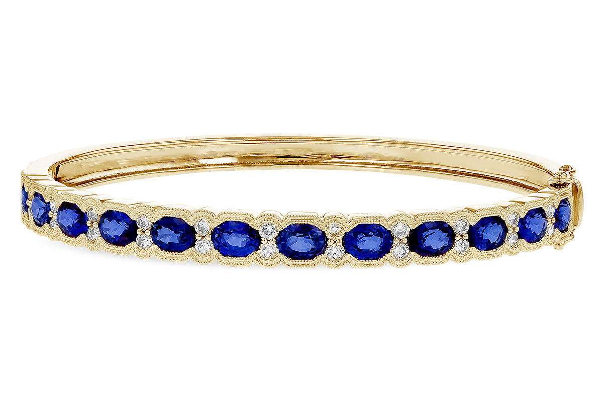 Allison Kaufman Sapphire & Diamond Bangle Bracelet in 14K Yellow Gold, 6.20 ctw