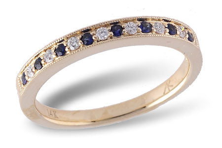 Allison Kaufman Sapphire & Diamond Wedding Band in 14K Yellow Gold, 0.21 ctw