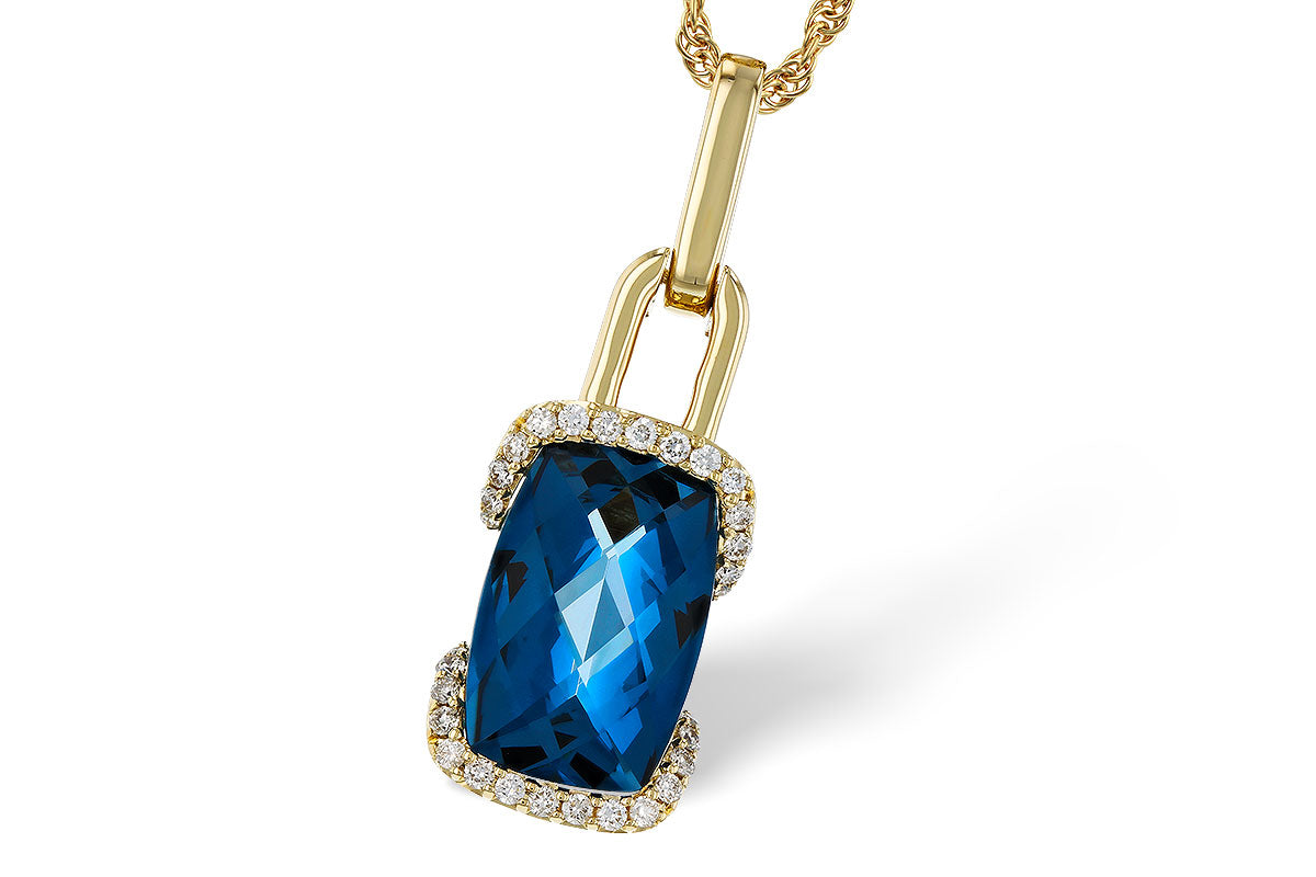 Allison Kaufman London Blue Topaz & Diamond Necklace in 14K Yellow Gold, 3.90 ctw