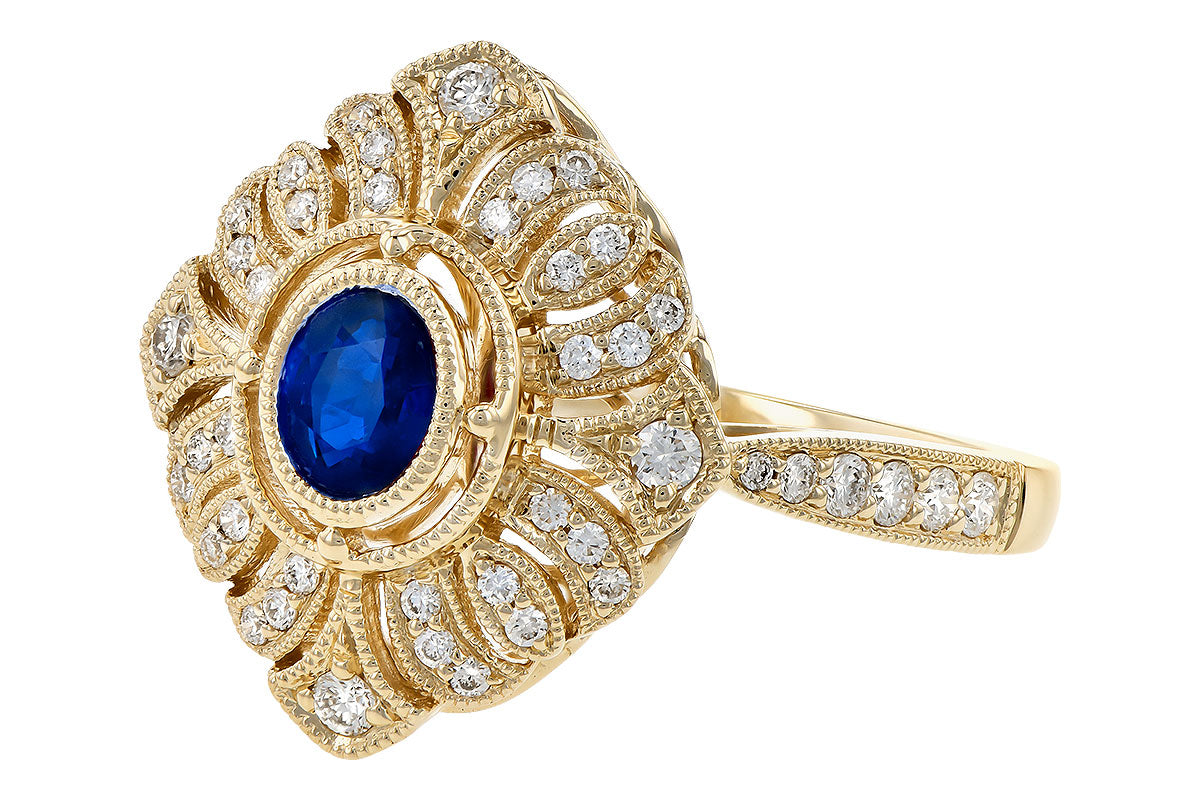 Allison Kaufman Sapphire & Diamond Ring in 14K Yellow Gold, 0.78 ctw, alternate view