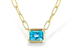 Allison Kaufman Blue Topaz Necklace in 14K Yellow Gold, 1.20 ctw