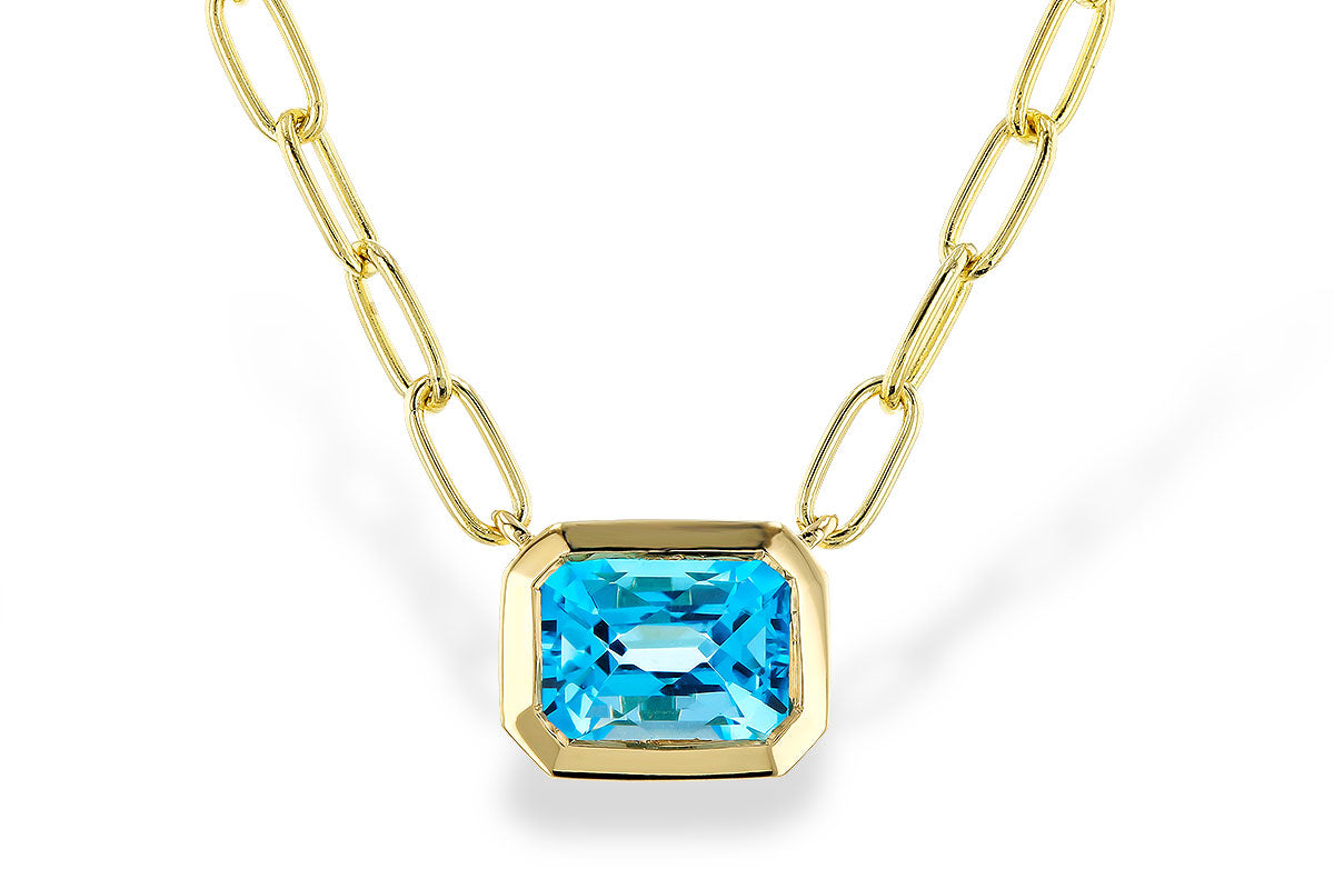 Allison Kaufman Blue Topaz Necklace in 14K Yellow Gold, 1.20 ctw