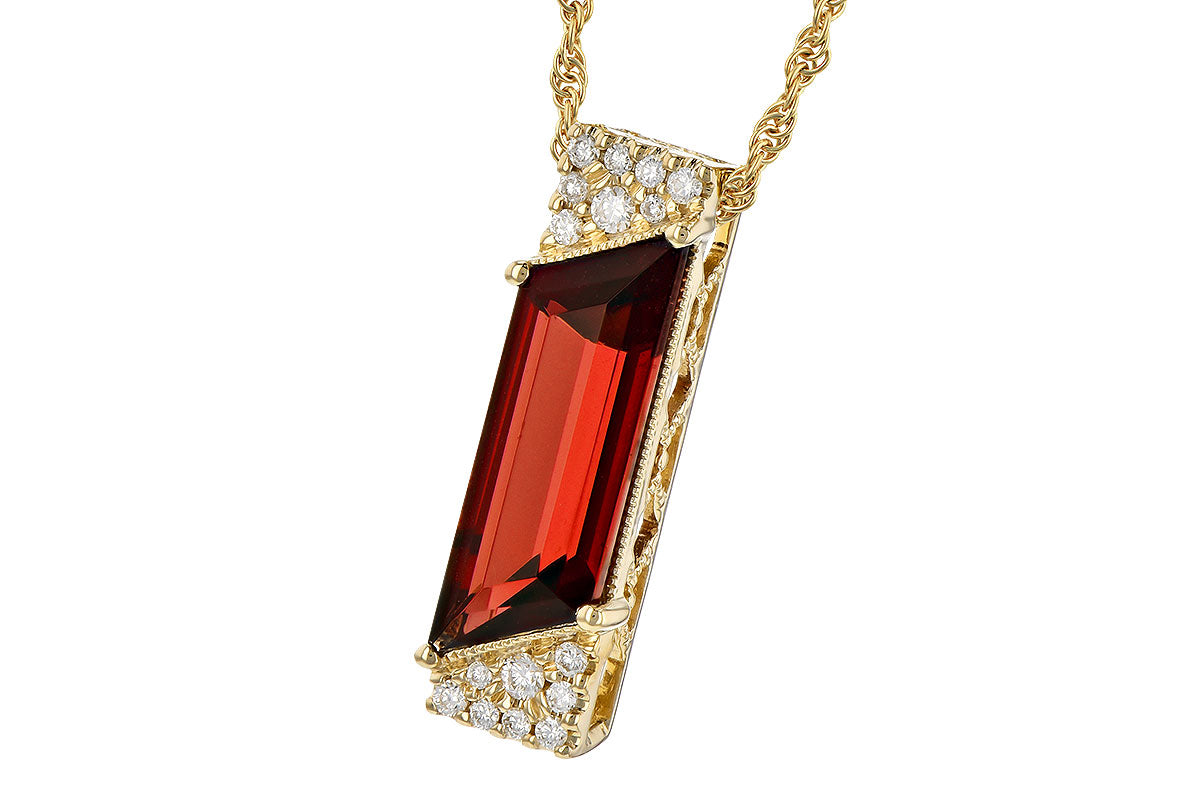 Allison Kaufman Garnet & Diamond Necklace in 14K Yellow Gold, 2.25 ctw, alternate view