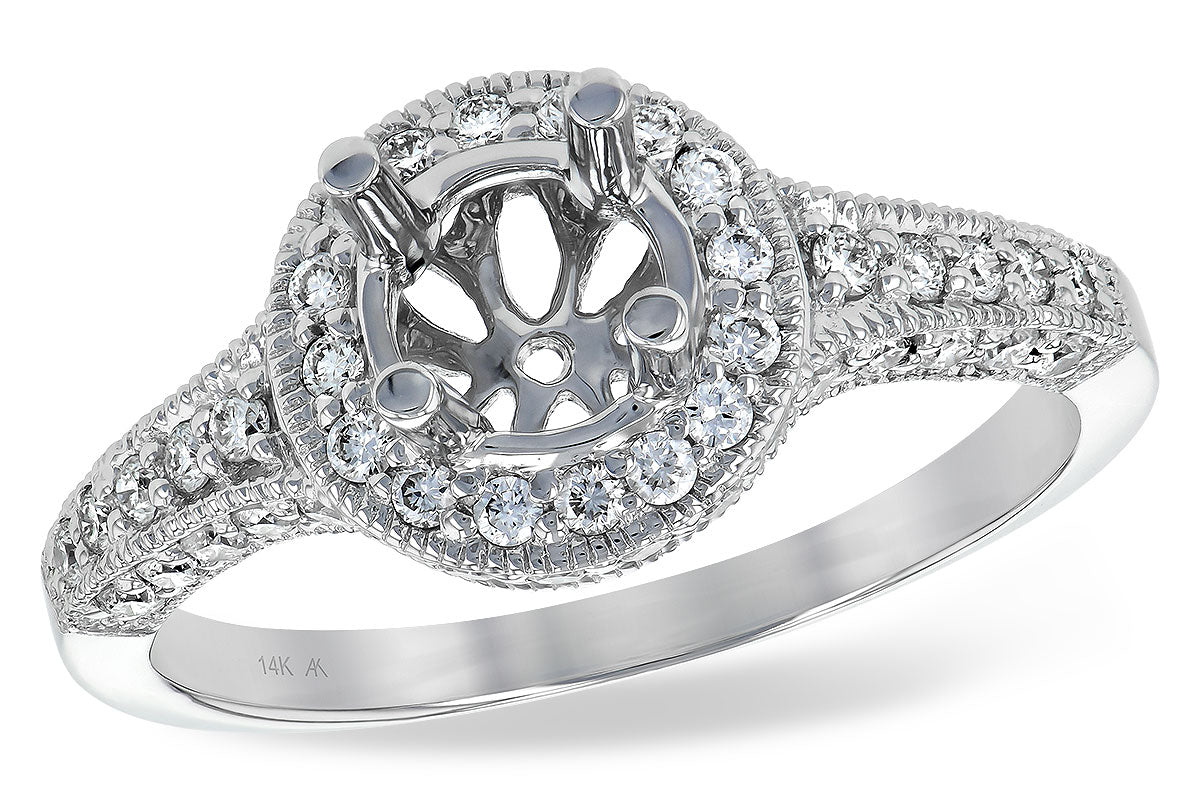 Allison Kaufman Diamond Engagement Ring Semi-Mount in 14K White Gold, 0.57 ctw (L7185)