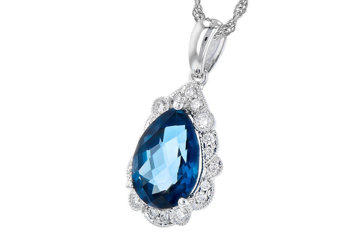 Allison Kaufman London Blue Topaz & Diamond Necklace in 14K White Gold, 2.40 ctw (N8306), alternate view