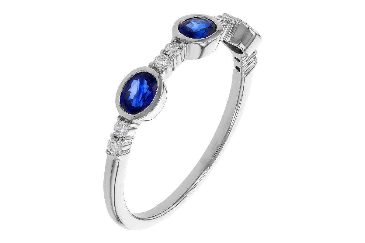 Allison Kaufman Sapphire & Diamond Wedding Band in 14K White Gold, 0.84 ctw, alternate view