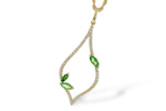 Allison Kaufman Green Garnet & Diamond Necklace in 14K Yellow Gold, 0.55 ctw (N8162)