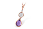 Allison Kaufman Amethyst & Diamond Necklace in 14K Rose Gold, 4.03 ctw