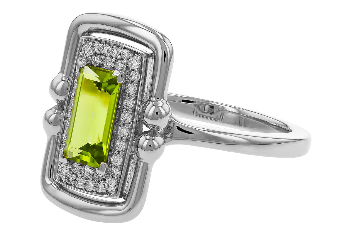 Allison Kaufman Peridot & Diamond Ring in 14K White Gold, 0.84 ctw, alternate view