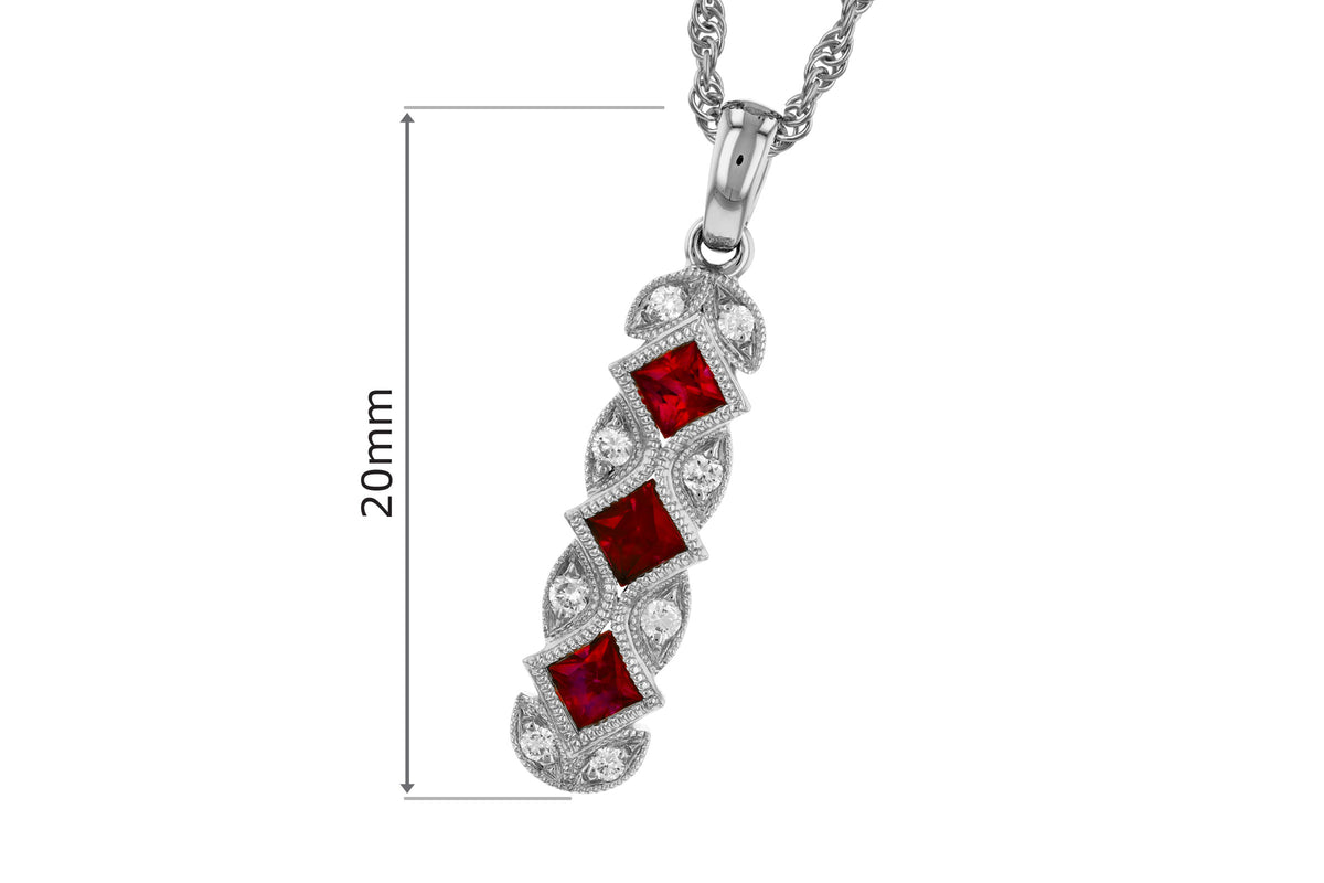 Allison Kaufman Ruby & Diamond Necklace in 14K White Gold, 0.64 ctw, alternate view