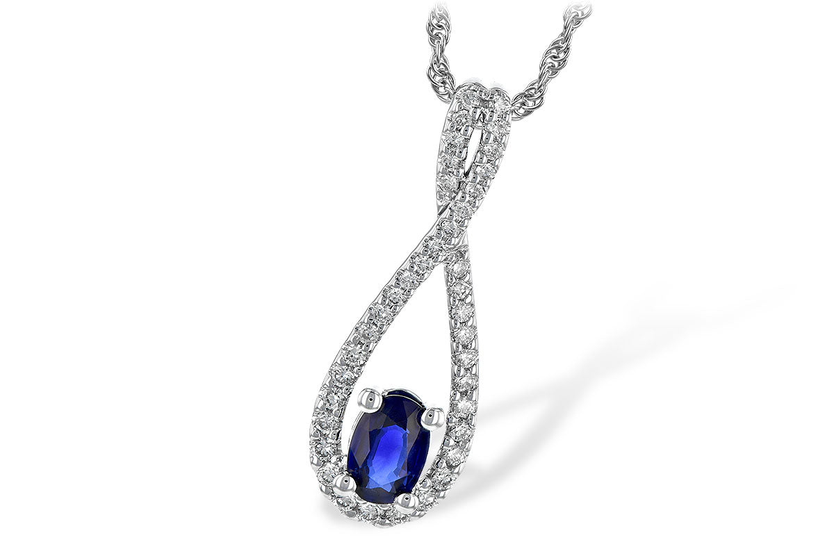 Allison Kaufman Sapphire & Diamond Necklace in 14K White Gold, 0.76 ctw