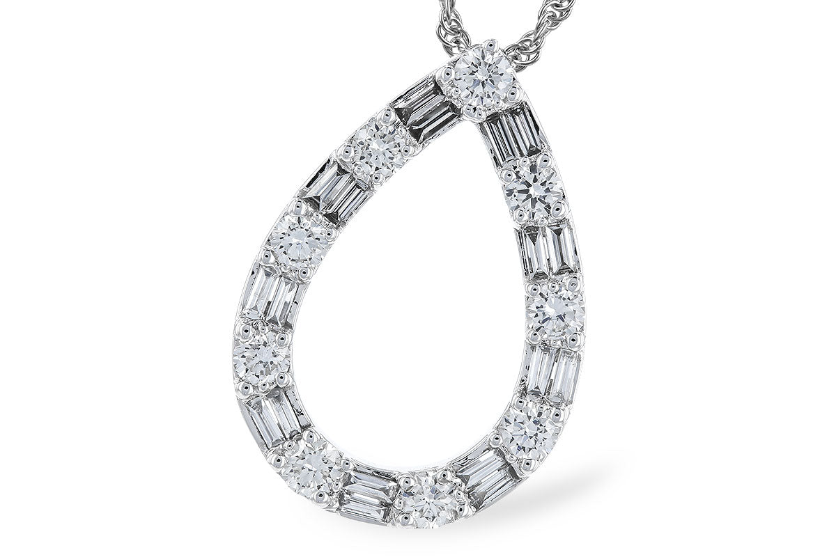 Allison Kaufman Baguette Diamond Necklace in 14K White Gold, 0.65 ctw