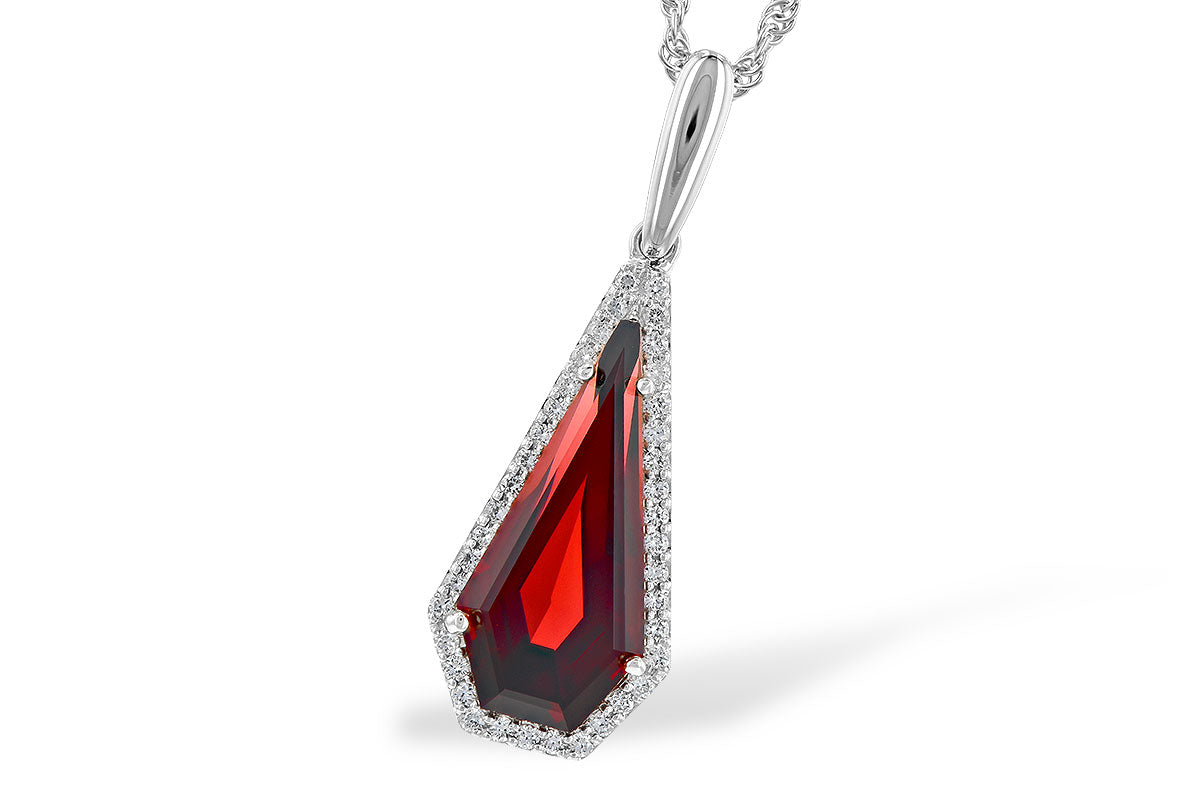 Allison Kaufman Garnet & Diamond Necklace in 14K White Gold, 4.17 ctw