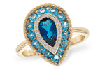 Allison Kaufman Blue Topaz & Diamond Ring in 14K Yellow Gold, 1.60 ctw