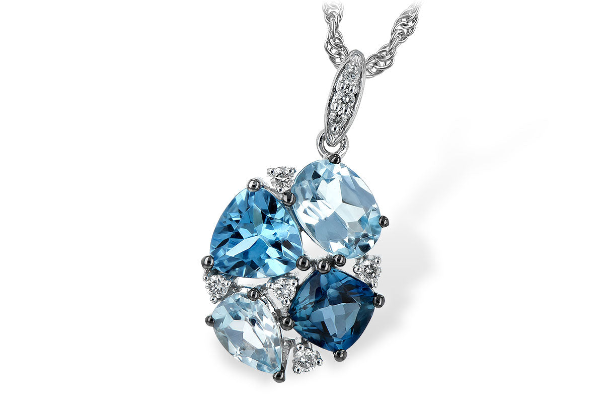 Allison Kaufman Blue Topaz & Diamond Necklace in 14K White Gold, 2.70 ctw