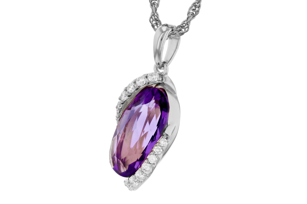 Allison Kaufman Amethyst & Diamond Necklace in 14K White Gold, 1.84 ctw, alternate view