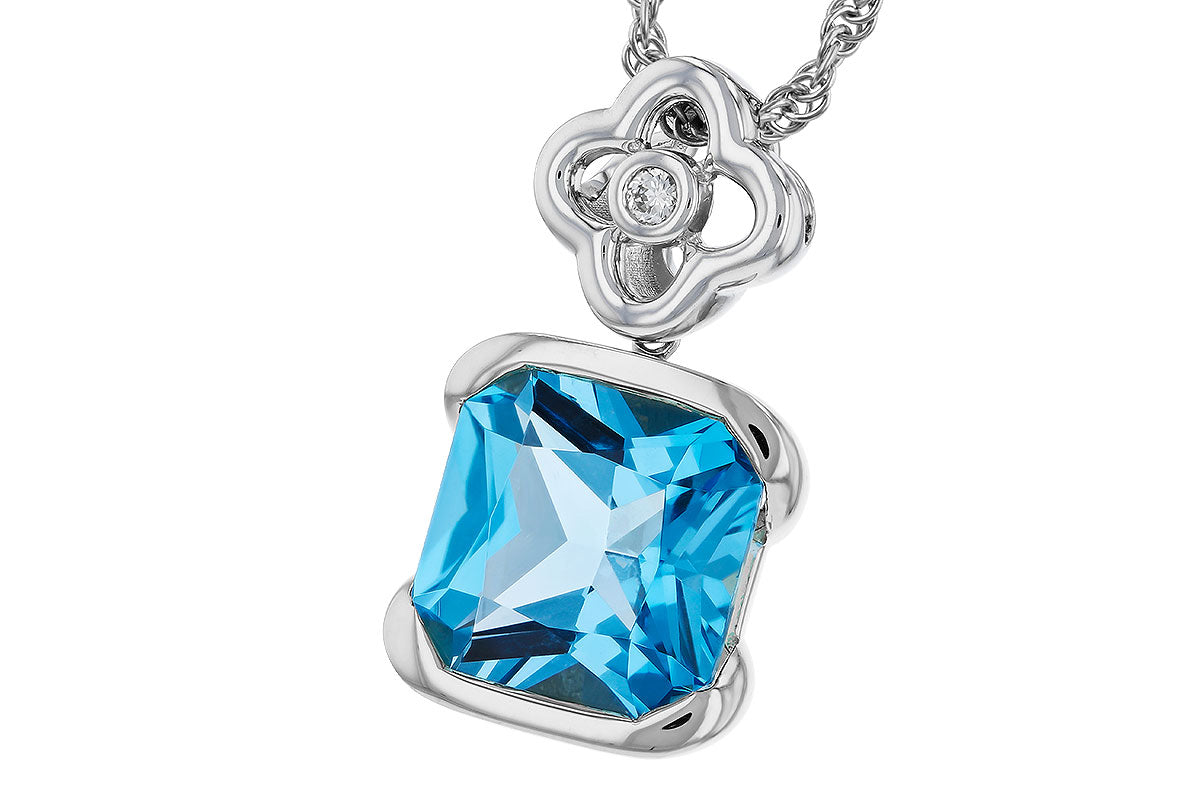 Allison Kaufman Blue Topaz & Diamond Necklace in 14K White Gold, 3.52 ctw, alternate view