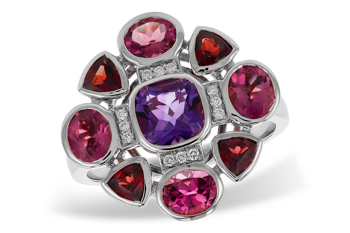 Allison Kaufman Multi-Gemstone & Diamond Ring in 14K White Gold, 2.82 ctw