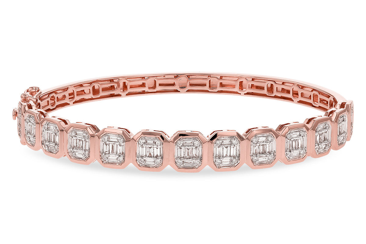 Allison Kaufman Baguette Diamond Bangle Bracelet in 14K Rose Gold, 1.00 ctw
