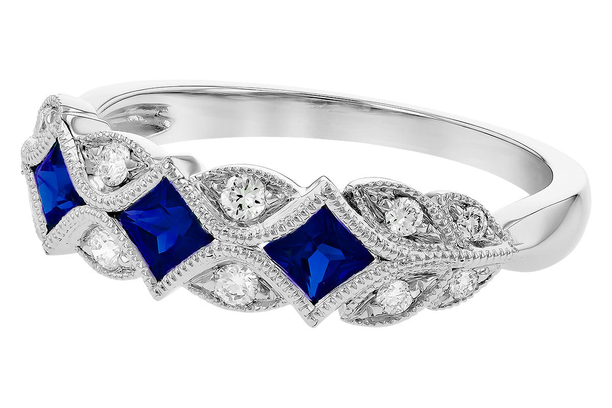 Allison Kaufman Sapphire & Diamond Wedding Band in 14K White Gold, 0.70 ctw, alternate view