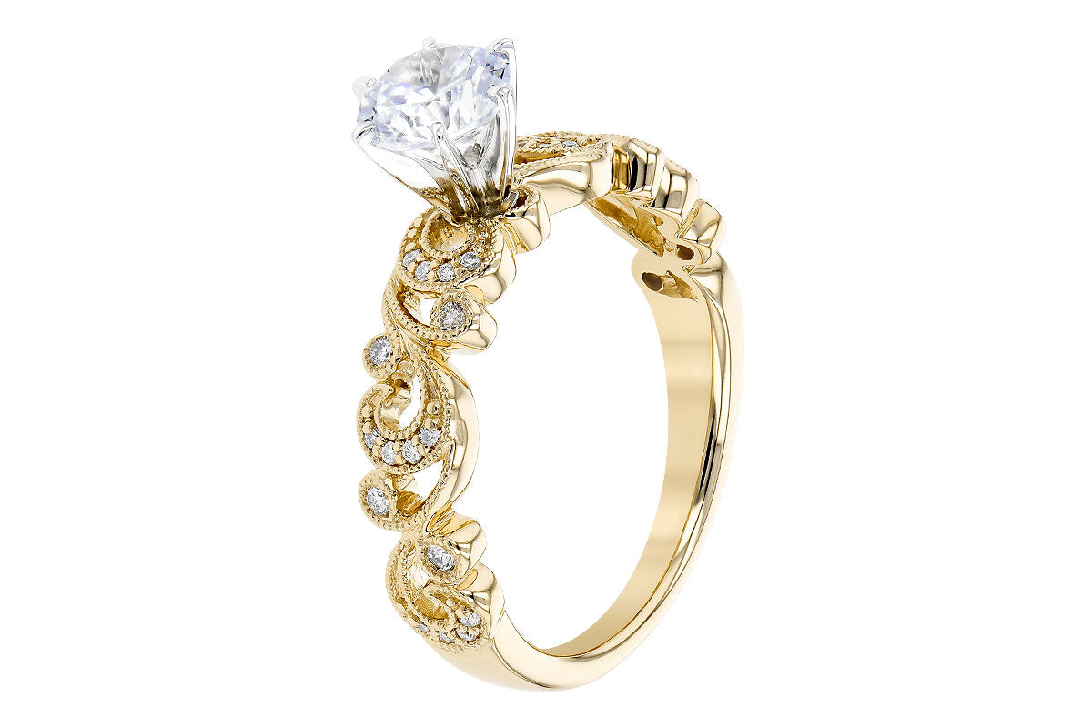 Allison Kaufman Diamond Engagement Ring Semi-Mount in 14K Yellow Gold, 0.12 ctw (L7750), alternate view