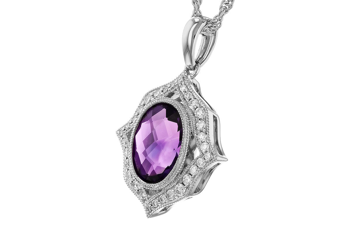 Allison Kaufman Amethyst & Diamond Necklace in 14K White Gold, 1.70 ctw (N8483), alternate view
