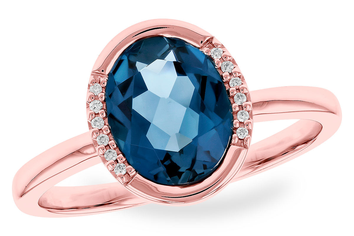 Allison Kaufman London Blue Topaz & Diamond Ring in 14K Rose Gold, 1.93 ctw