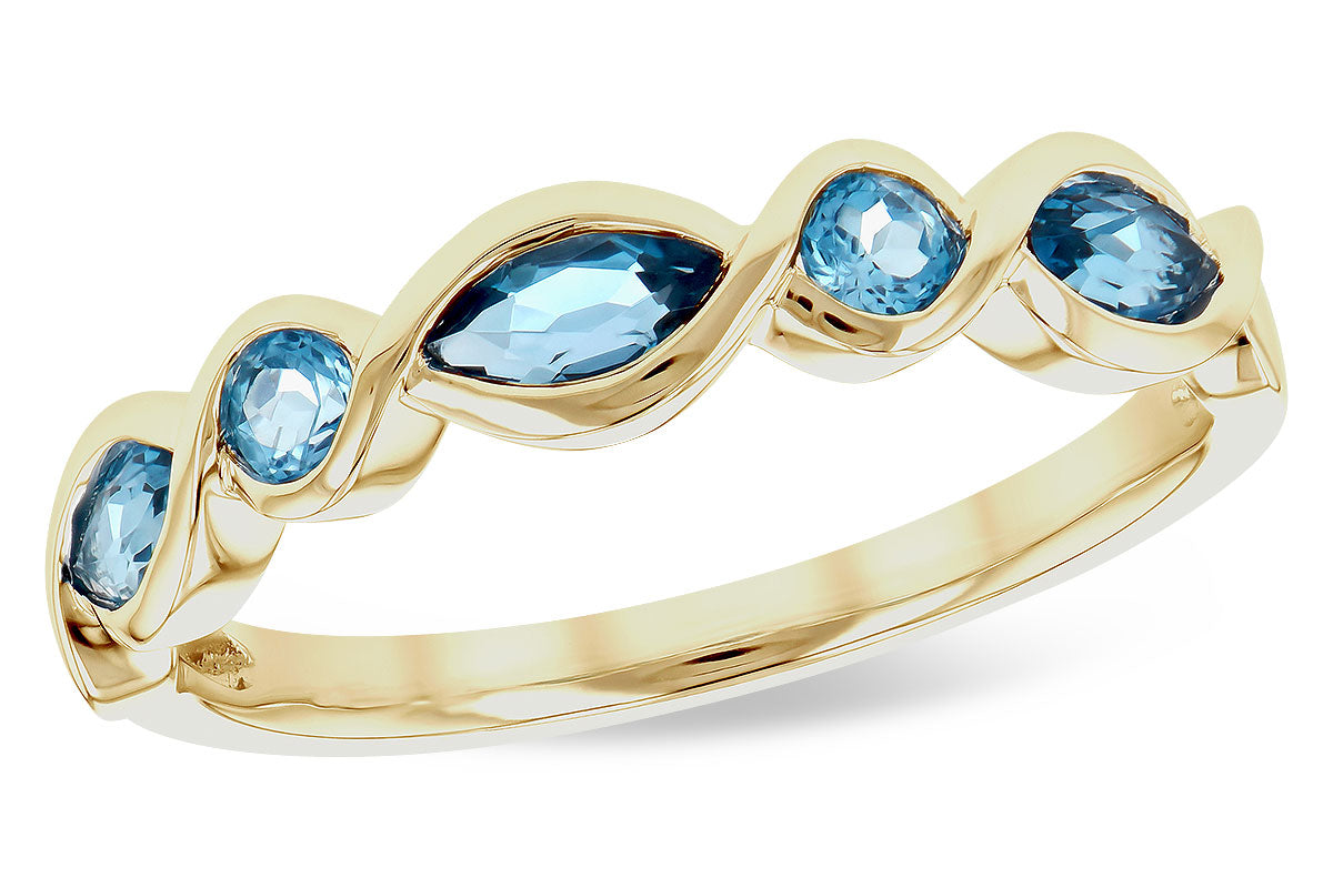Allison Kaufman Blue Topaz Ring in 14K Yellow Gold, 0.60 ctw